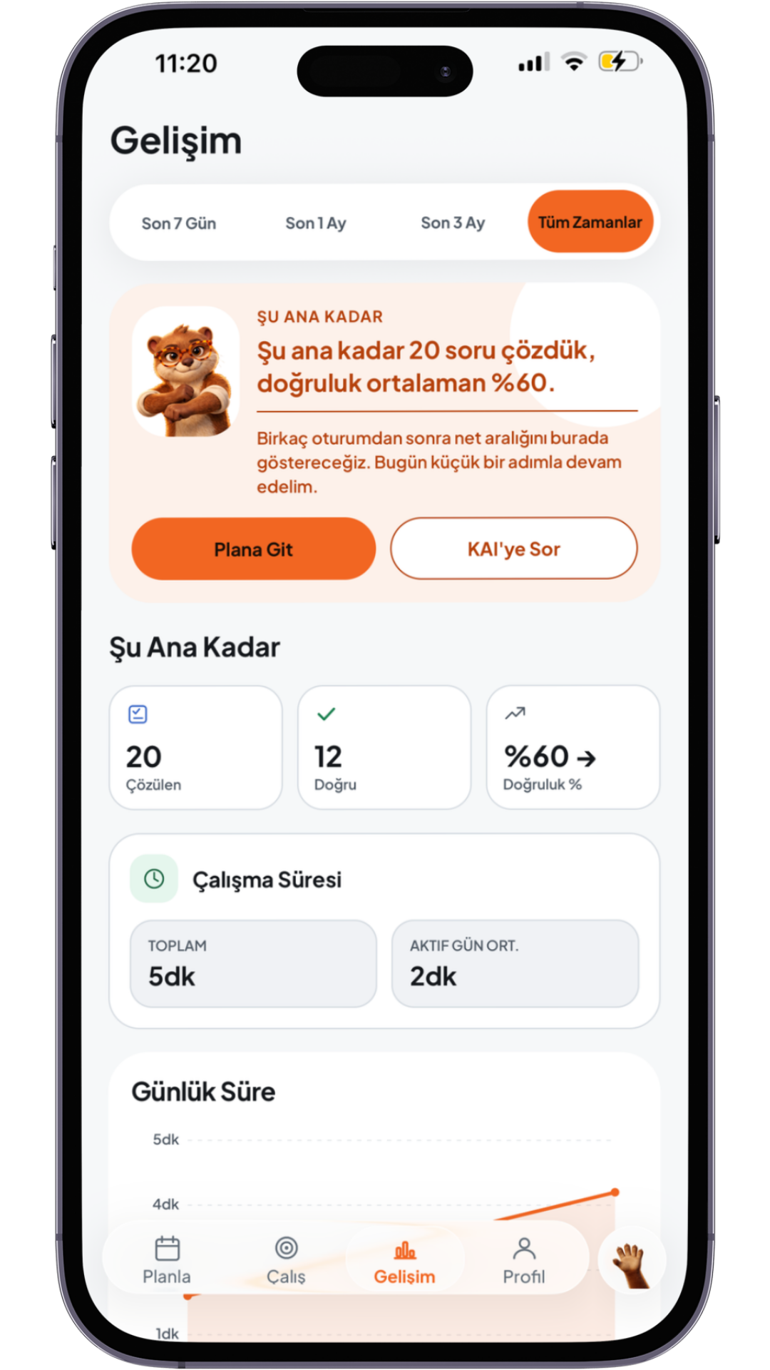 YÖKDİL hazırlığında Kavra gelişim takibi ekranı
